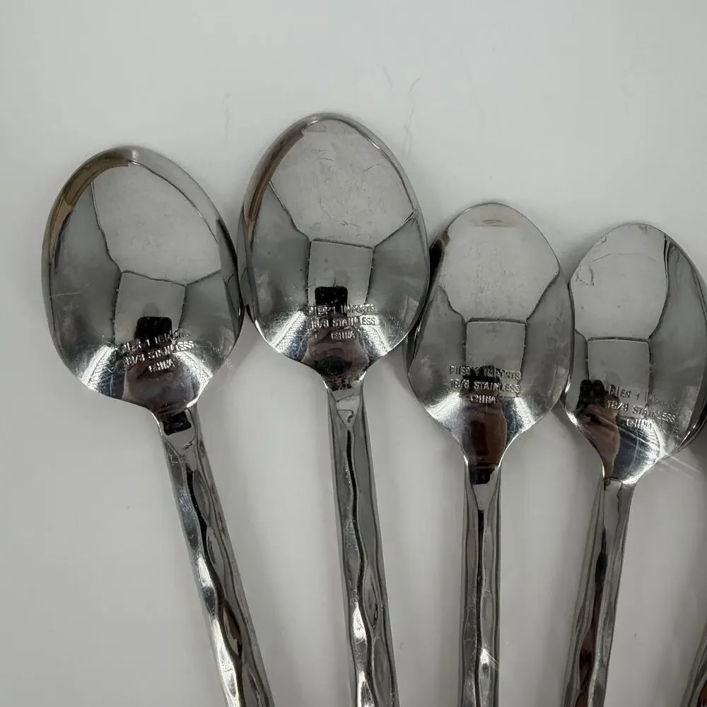 4+2X Spoons Pier One PII16 4 Teaspoons 2 Table Hammered Glossy 18/8 Stainless